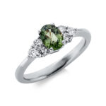 Farbstein 4er-Krappe Weißgold 18kt 0,36 Diamantringe Farbstein 0,75 ct - 1DK23