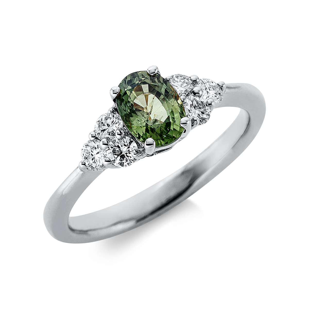 1DK23W Farbstein 4er-Krappe Weißgold 18kt 0,36 Diamantringe Farbstein 0,75 ct - 1DK23 – Bild 1