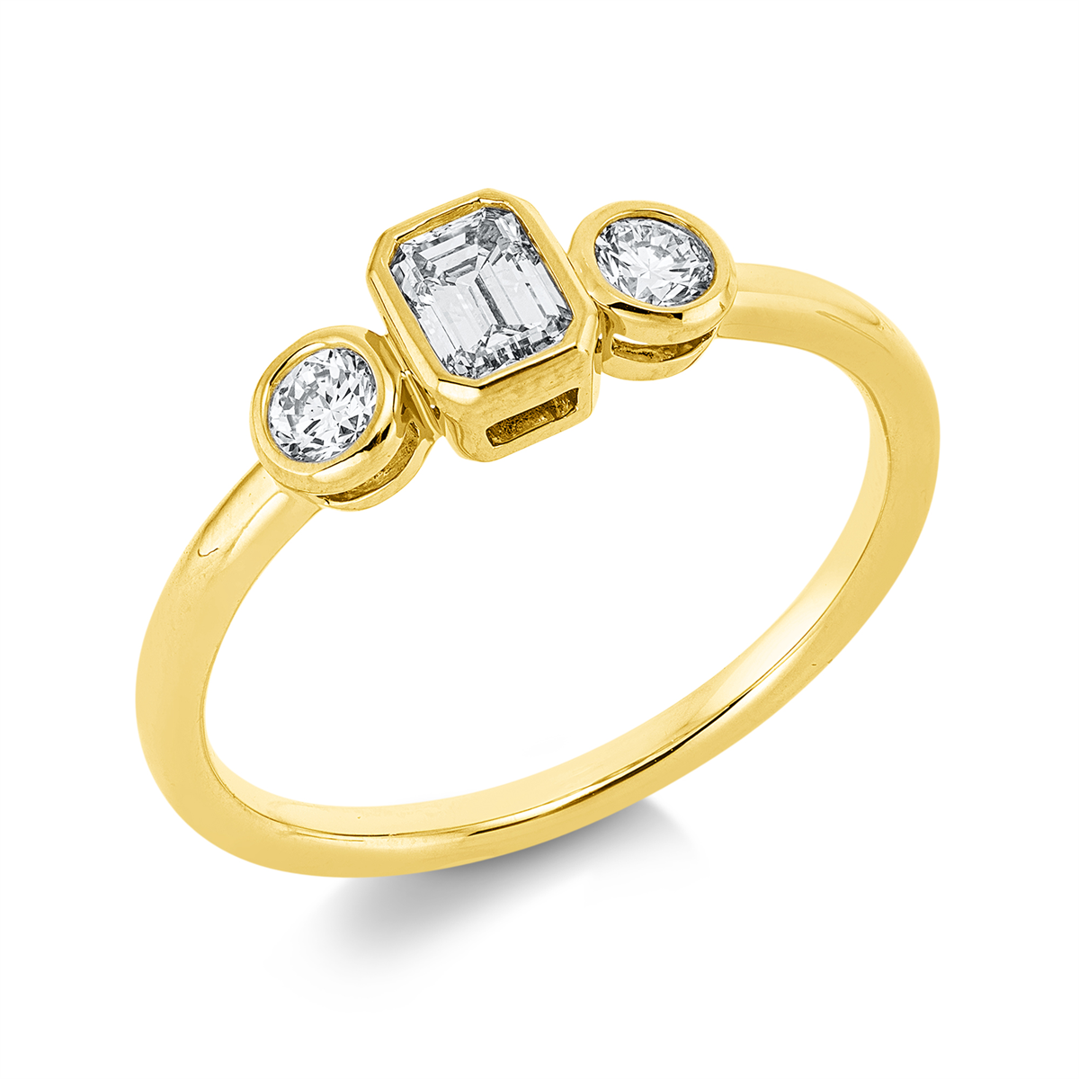 1IB91G Solitaeire Gelbgold 18kt 0,45 Diamantringe mit 3 Diamanten - 1IB91 – Bild 1
