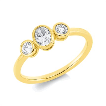 Solitaeire Gelbgold 18kt 0,44 Diamantringe mit 3 Diamanten - 1IB92