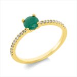 Farbstein 4er-Krappe Gelbgold 18kt 0,13 Diamantringe Farbstein 0,45 ct - 1IC87