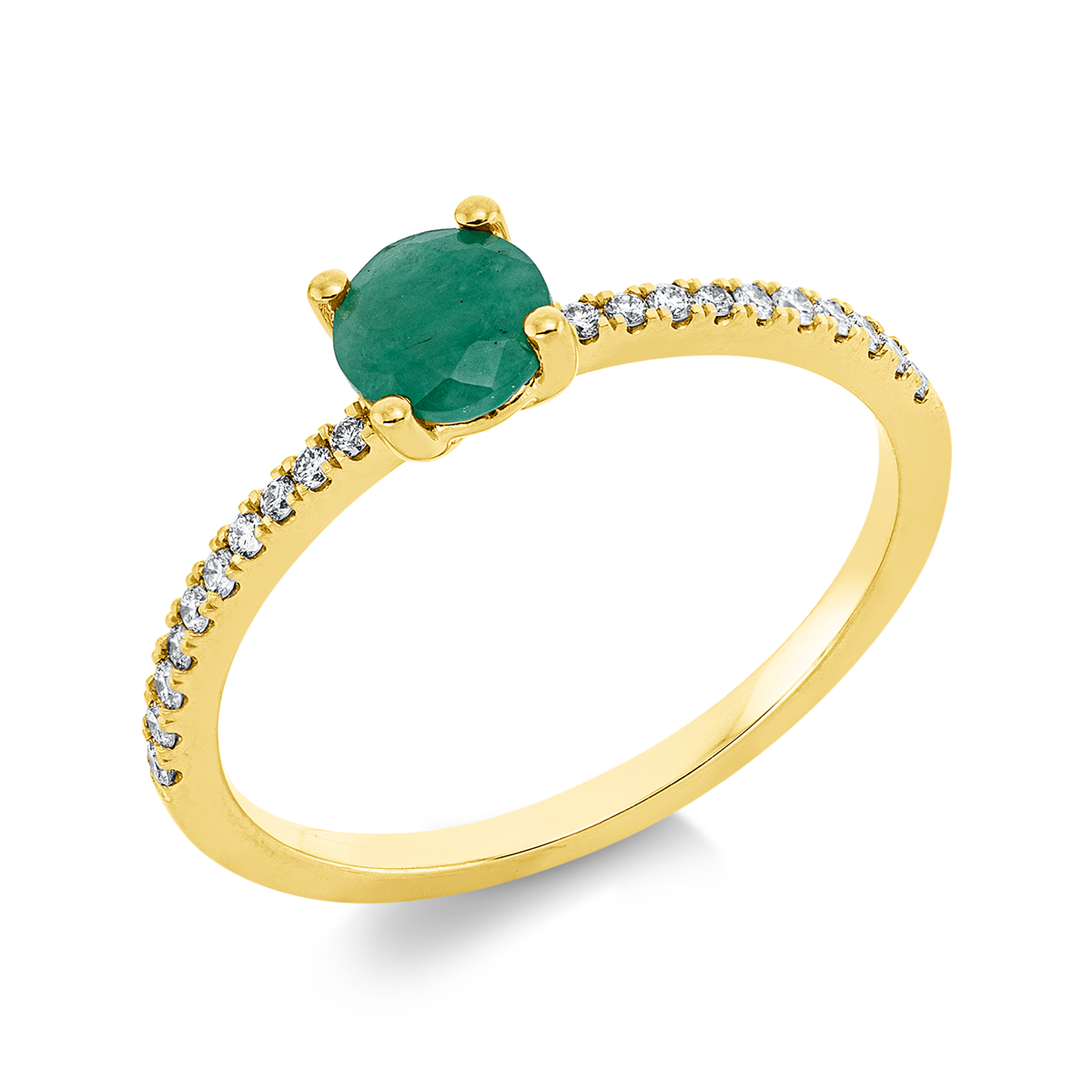 1IC87G Farbstein 4er-Krappe Gelbgold 18kt 0,13 Diamantringe Farbstein 0,45 ct - 1IC87 – Bild 1