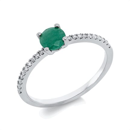 Farbstein 4er-Krappe Weißgold 18kt 0,13 Diamantringe Farbstein 0,53 ct - 1IC87