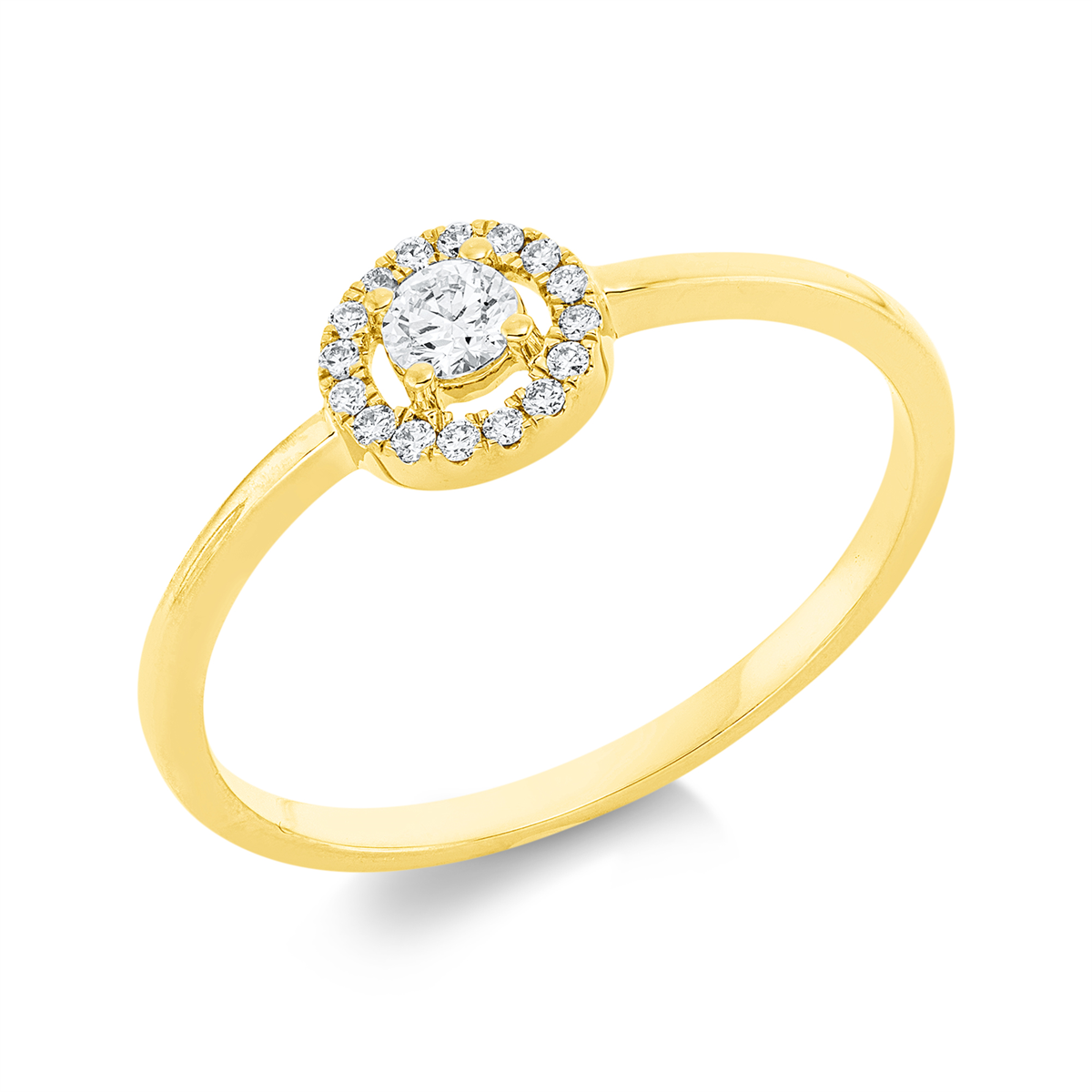 1IC91G Solitaeire 4er-Krappe Gelbgold 18kt 0,16 Diamantringe mit 17 Diamanten - 1IC91 – Bild 1