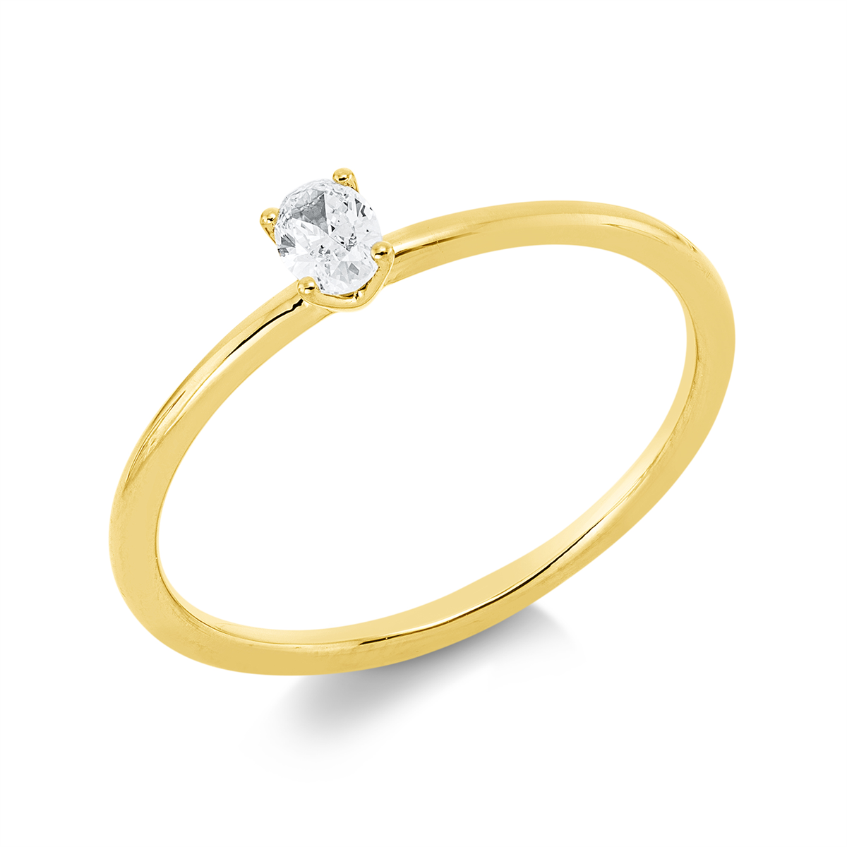 1ID05G Solitaeire 4er-Krappe Gelbgold 18kt 0,14 Diamantringe mit 1 Diamanten - 1ID05 – Bild 1
