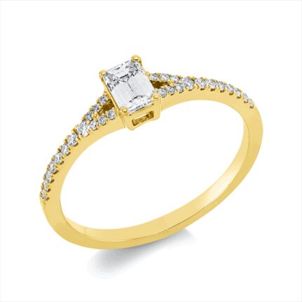Solitaeire 4er-Krappe Gelbgold 18kt 0,42 Diamantringe mit 29 Diamanten - 1ID20
