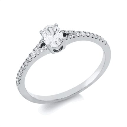 Solitaeire 4er-Krappe Weißgold 18kt 0,45 Diamantringe mit 29 Diamanten - 1ID24