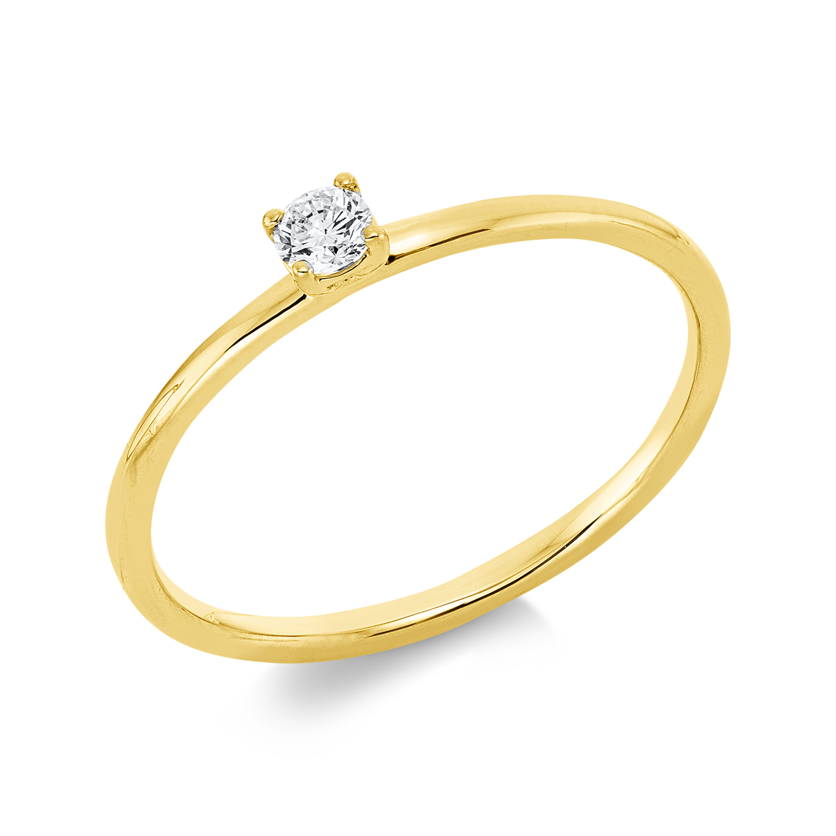 1ID96G Solitaeire 4er-Krappe Gelbgold 18kt 0,10 Diamantringe mit 1 Diamanten - 1ID96 – Bild 1