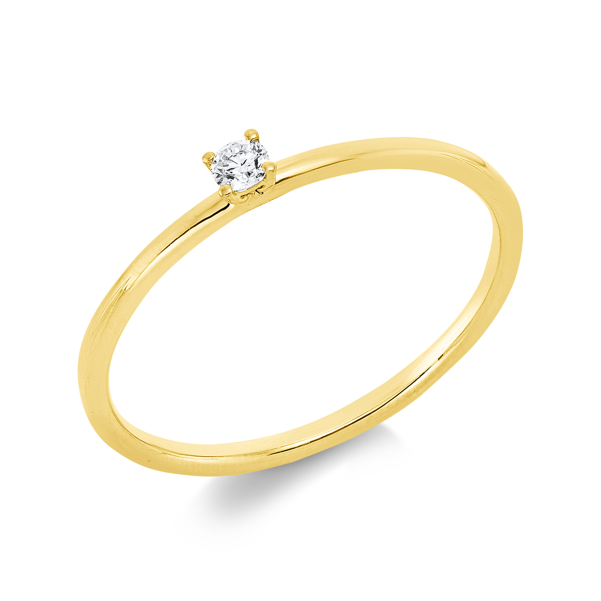 1ID99G Solitaeire 4er-Krappe Gelbgold 18kt 0,05 Diamantringe mit 1 Diamanten - 1ID99 – Bild 1