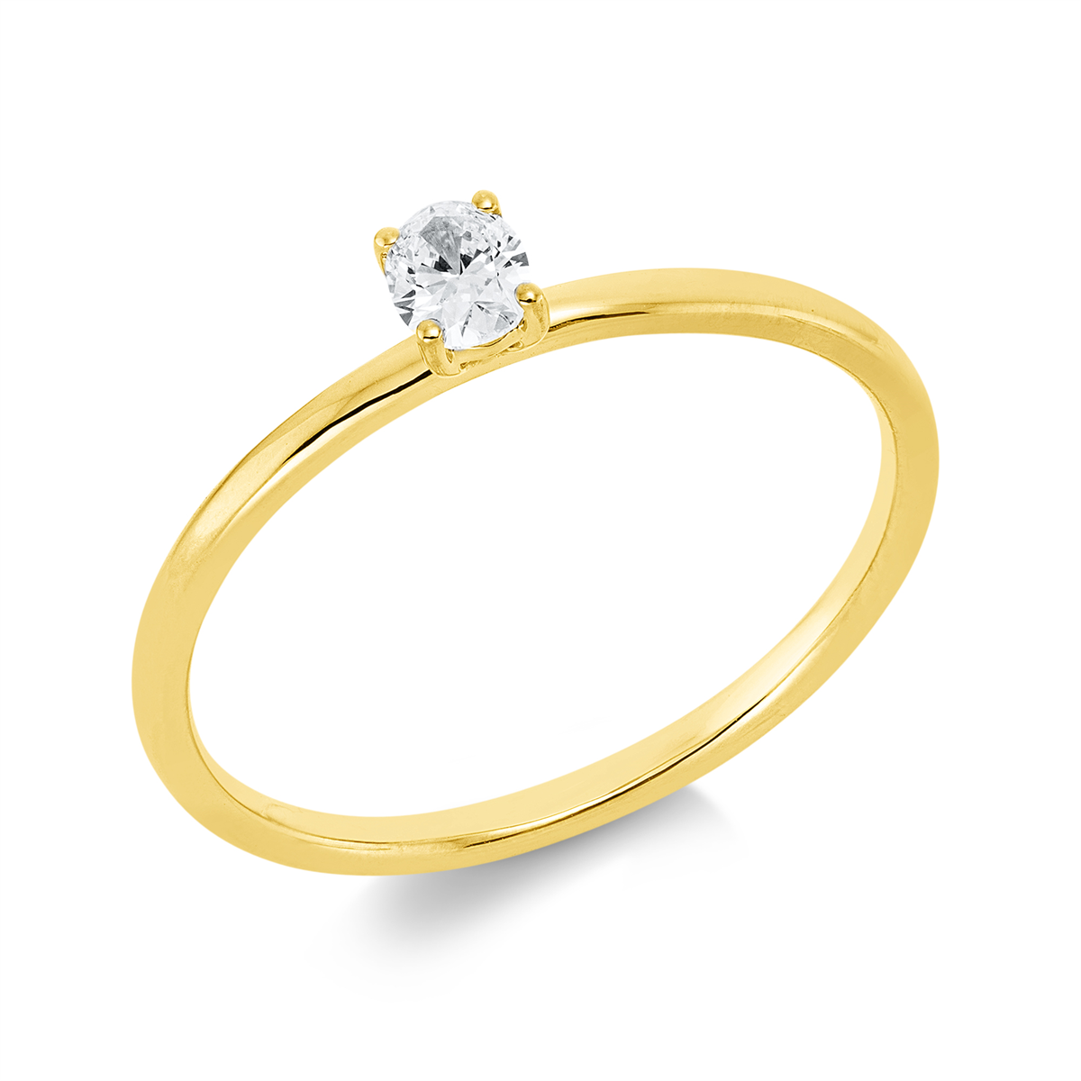 1IE20G Solitaeire 4er-Krappe Gelbgold 18kt 0,17 Diamantringe mit 1 Diamanten - 1IE20 – Bild 1