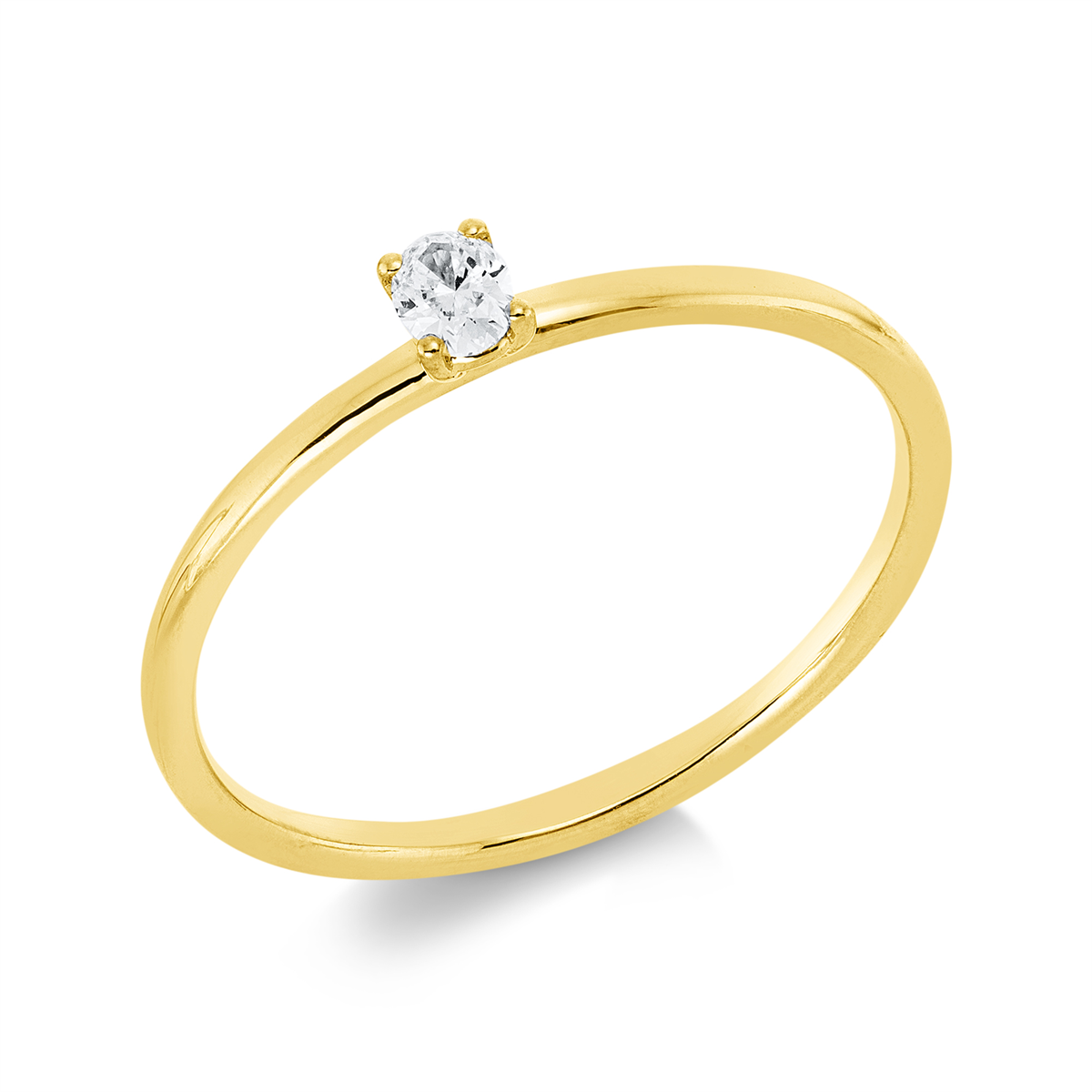 1IE21G Solitaeire 4er-Krappe Gelbgold 18kt 0,10 Diamantringe mit 1 Diamanten - 1IE21 – Bild 1