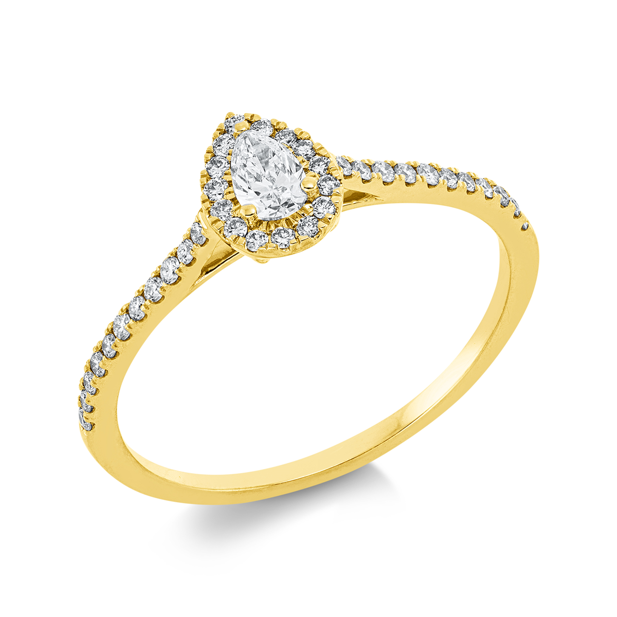 1IE28G Solitaeire Gelbgold 18kt 0,31 Diamantringe mit 38 Diamanten - 1IE28 – Bild 1