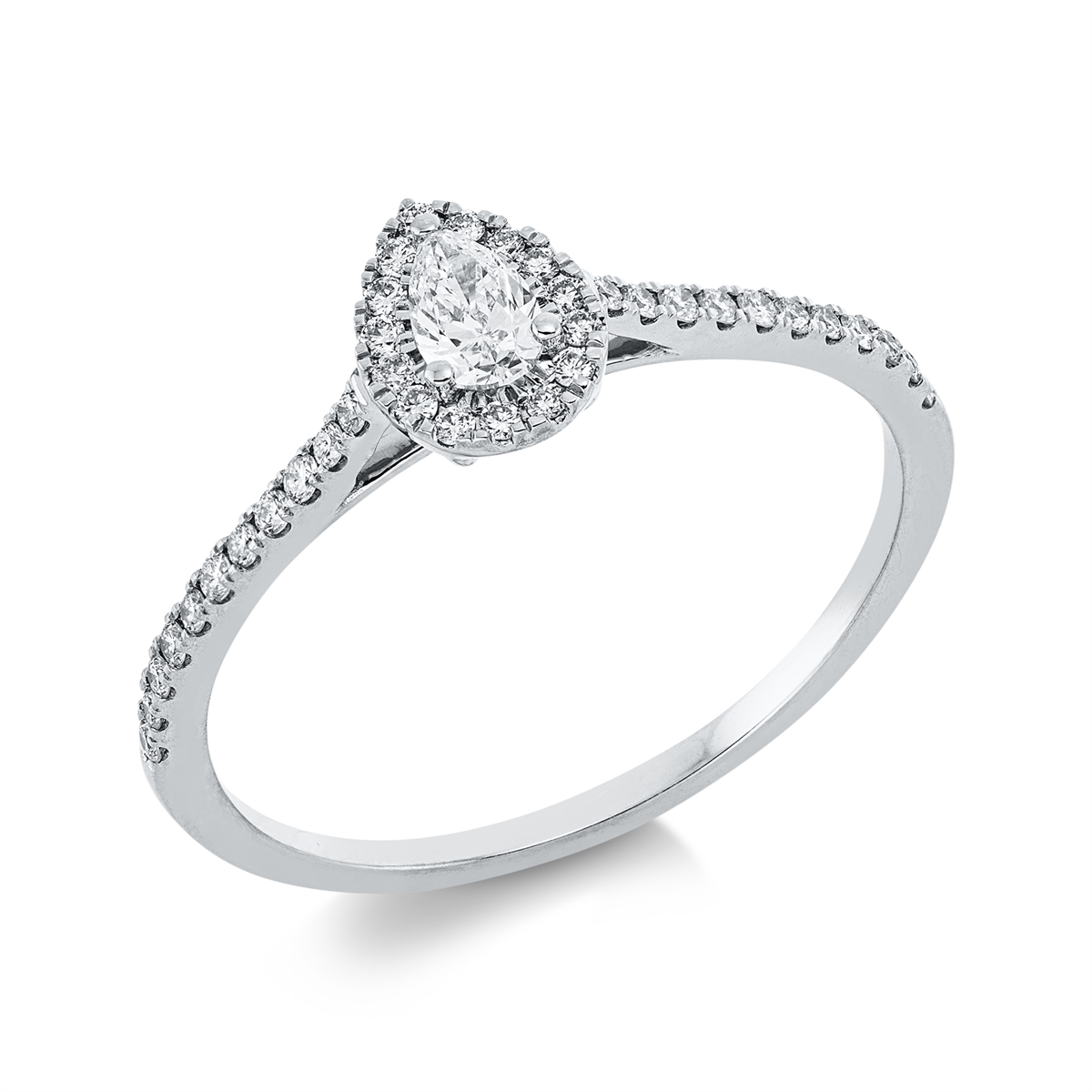 1IE28W Solitaeire Weißgold 18kt 0,30 Diamantringe mit 38 Diamanten - 1IE28 – Bild 1