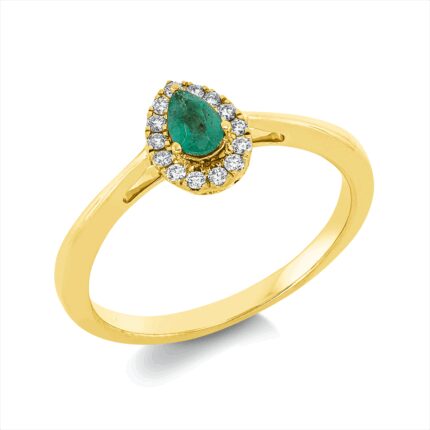 Farbstein Gelbgold 18kt 0,09 Diamantringe Farbstein 0,19 ct - 1IE31