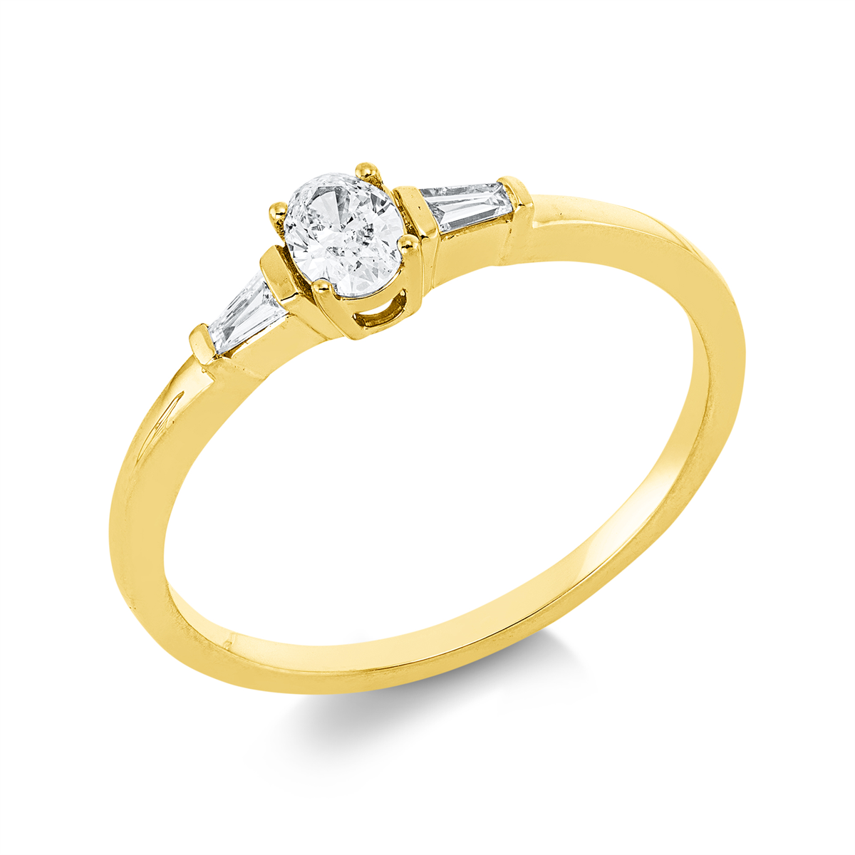1IE35G Solitaeire Gelbgold 18kt 0,23 Diamantringe mit 3 Diamanten - 1IE35 – Bild 1