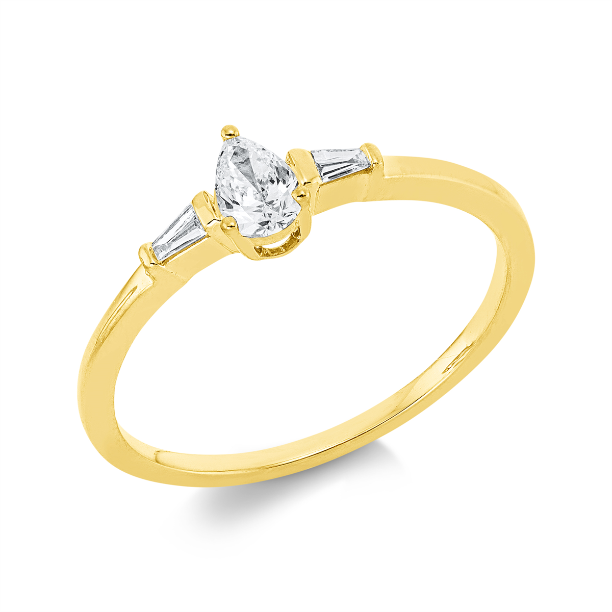 1IE36G Solitaeire Gelbgold 18kt 0,25 Diamantringe mit 3 Diamanten - 1IE36 – Bild 1