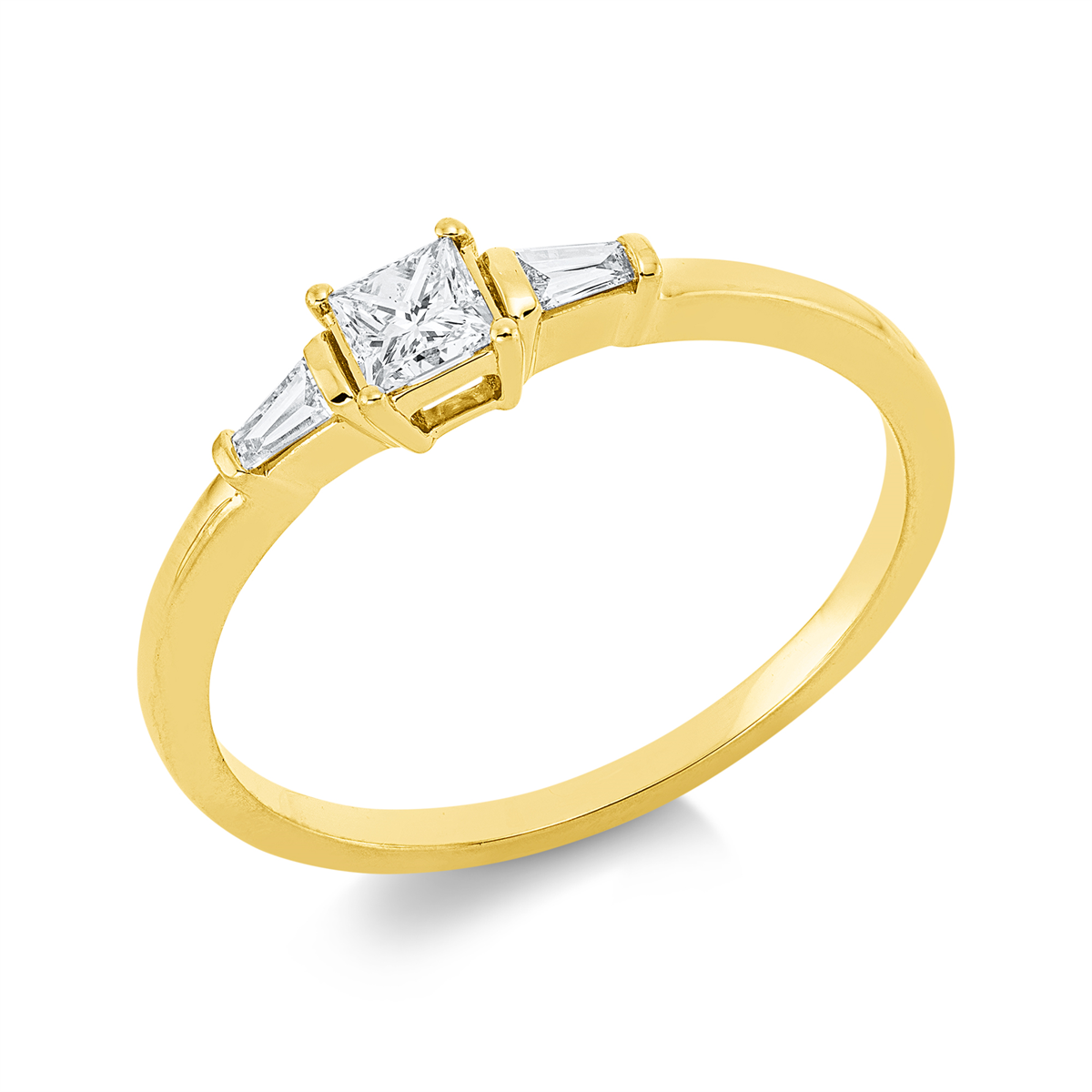 1IE37G Solitaeire Gelbgold 18kt 0,25 Diamantringe mit 3 Diamanten - 1IE37 – Bild 1