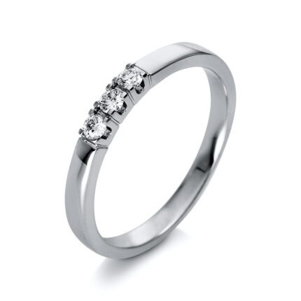 Mehrfachsteinbesatz Weißgold 18kt 0,12 Diamantringe mit 3 Diamanten - 1Q427