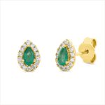 Ohrstecker 3er-Krappe Gelbgold 18kt 0,19 Diamantschmuck Farbstein 0,34 ct - 2V737