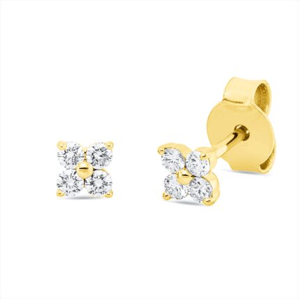 Ohrstecker Gelbgold 18kt 0,20 Diamantschmuck mit 8 Diamanten - 2V744