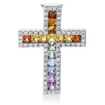 Anhänger Weißgold 18kt 0,31 Diamantschmuck Farbstein 1,27 ct - 3F089