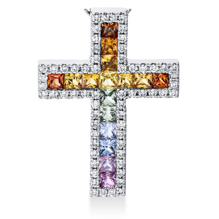 Anhänger Weißgold 18kt 0,31 Diamantschmuck Farbstein 1,27 ct - 3F089