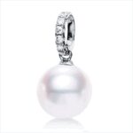 Anhänger Weißgold 18kt 0,13 Diamantschmuck mit 6 Diamanten Süßwasserperle 10 mm - 3G587