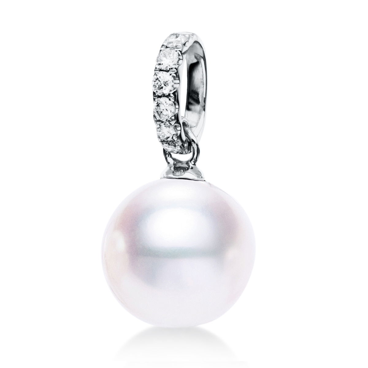 3G587W Anhänger Weißgold 18kt 0,13 Diamantschmuck mit 6 Diamanten Süßwasserperle 10 mm - 3G587 – Bild 1