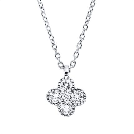 Collier Weißgold 18kt 0,18 Diamantschmuck mit 5 Diamanten - 4O952