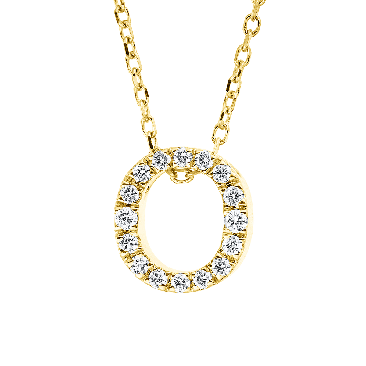 4P020G Collier Gelbgold 18kt 0,09 Diamantschmuck mit 16 Diamanten - 4P020 – Bild 1