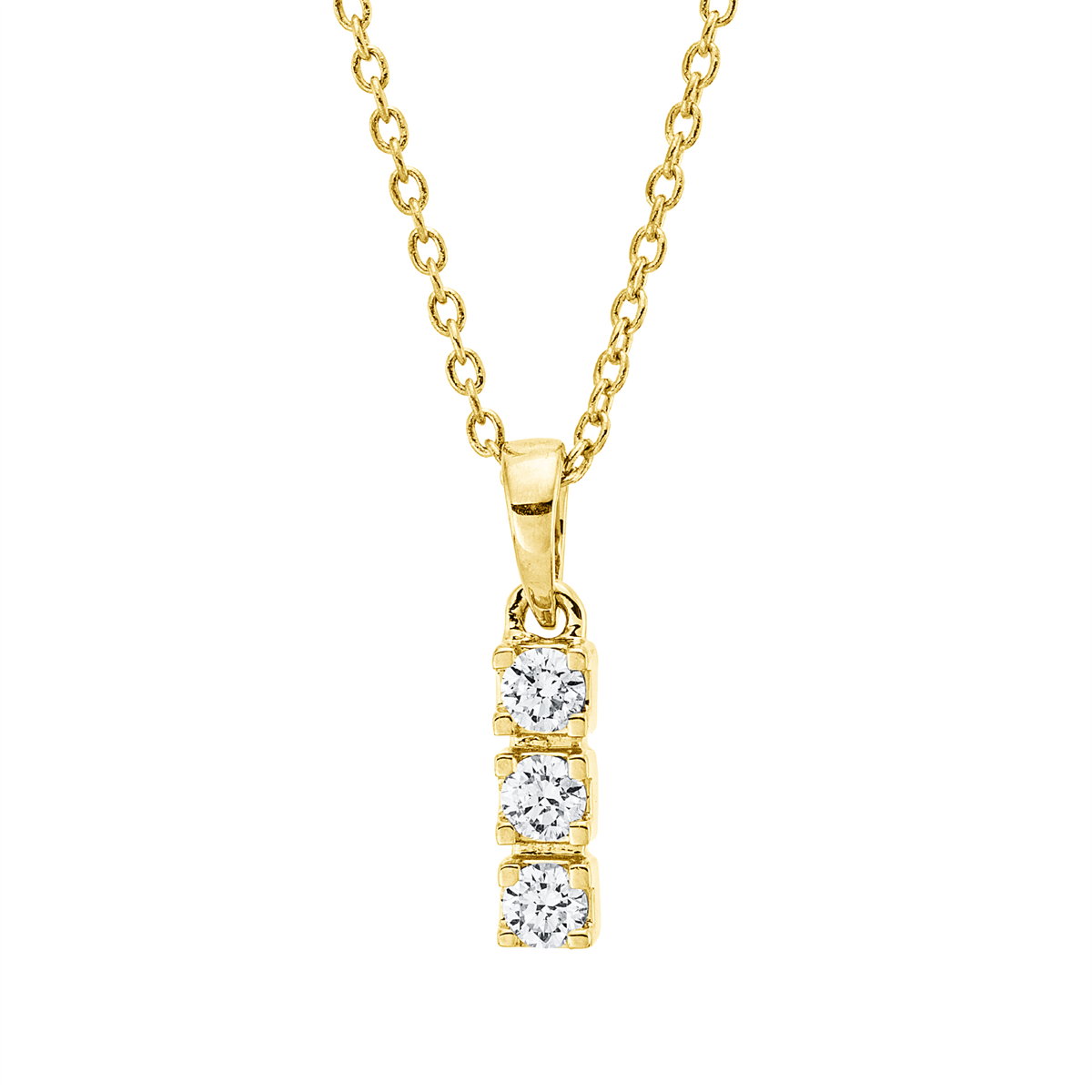 4P052G Collier Gelbgold 18kt 0,11 Diamantschmuck mit 3 Diamanten - 4P052 – Bild 1