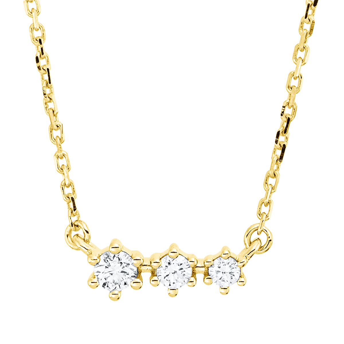 4P071G Collier Gelbgold 18kt 0,10 Diamantschmuck mit 3 Diamanten - 4P071 – Bild 1