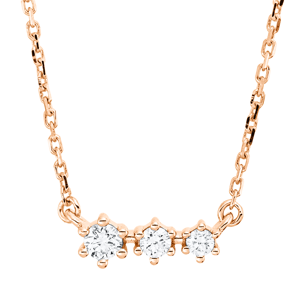 4P071R Collier Rosegold 18kt 0,10 Diamantschmuck mit 3 Diamanten - 4P071 – Bild 1