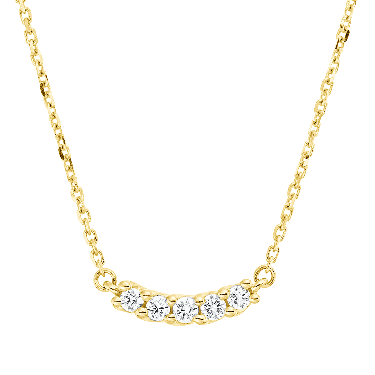 4P074G Collier Gelbgold 18kt 0,10 Diamantschmuck mit 5 Diamanten - 4P074 – Bild 1