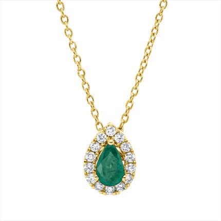 Collier Gelbgold 18kt 0,10 Diamantschmuck Farbstein 0,21 ct - 4P077