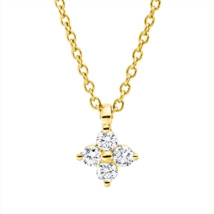 Collier Gelbgold 18kt 0,10 Diamantschmuck mit 4 Diamanten - 4P083