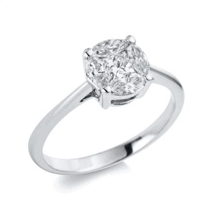 Baguette Weißgold 18kt 0,59 Diamantringe mit 5 Diamanten - 1D666