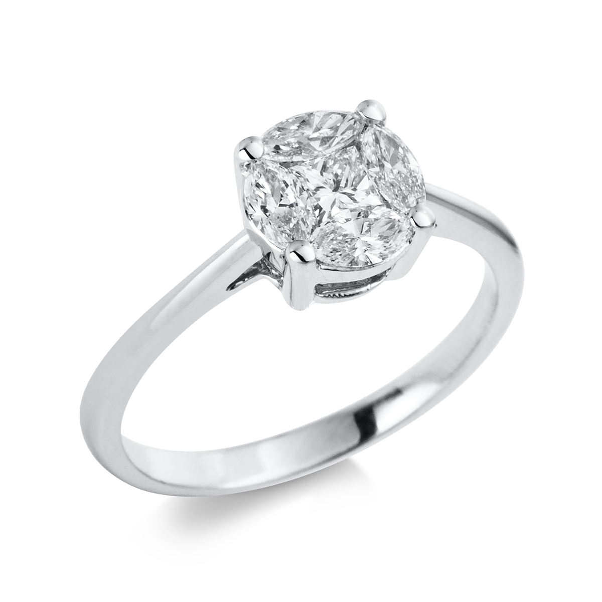 1D666W Baguette Weißgold 18kt 0,59 Diamantringe mit 5 Diamanten - 1D666 – Bild 1