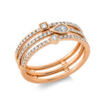 Mehrfachsteinbesatz Rosegold 18kt 0,45 Diamantringe mit 67 Diamanten - 1DA41