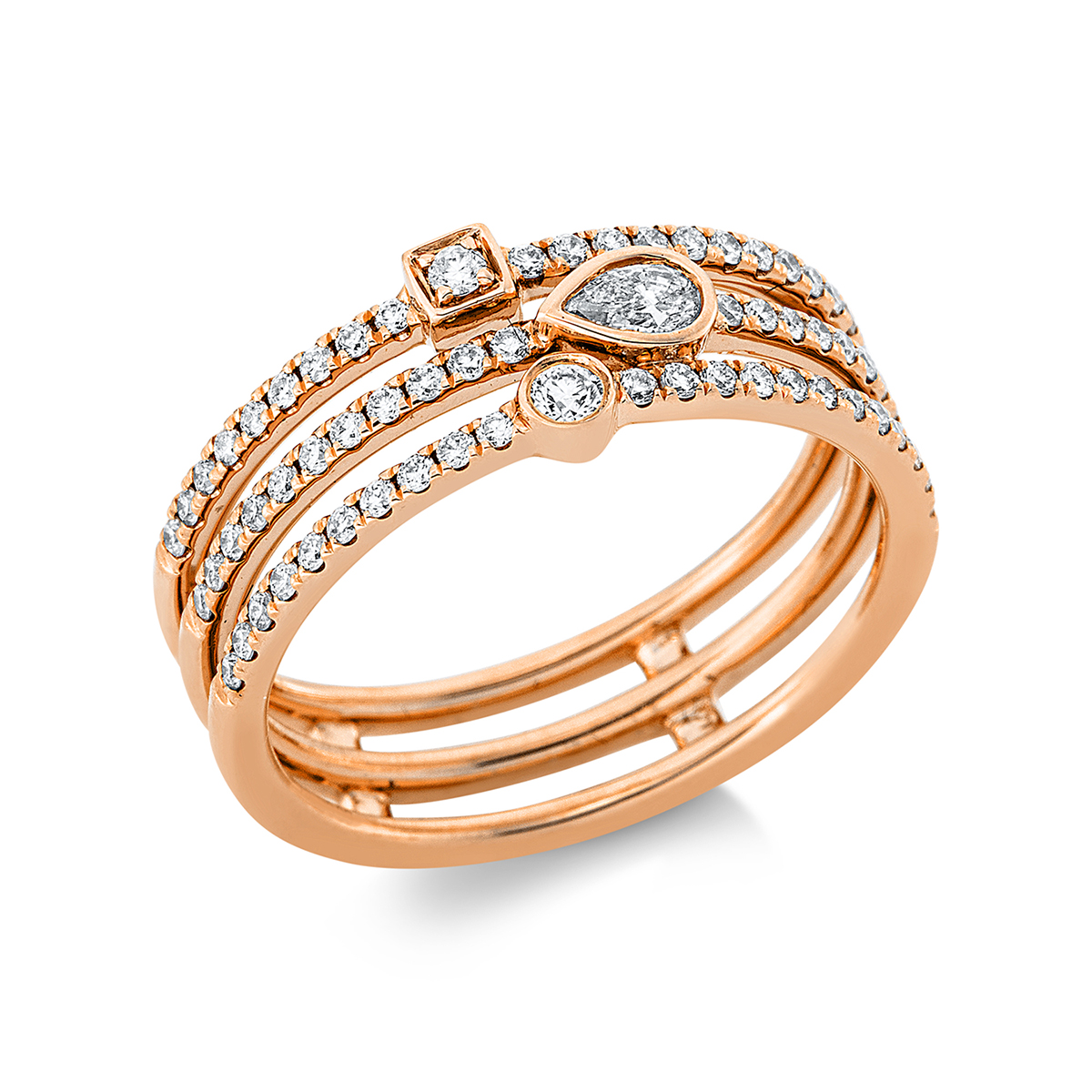1DA41R Mehrfachsteinbesatz Rosegold 18kt 0,45 Diamantringe mit 67 Diamanten - 1DA41 – Bild 1