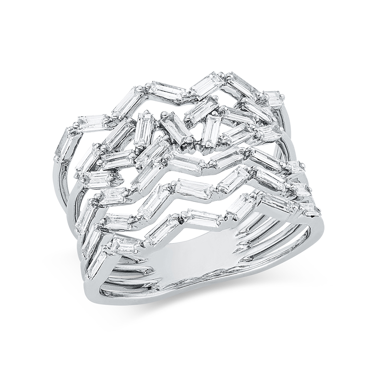 1DR34W Baguette Weißgold 18kt 0,95 Diamantringe mit 41 Diamanten - 1DR34 – Bild 1