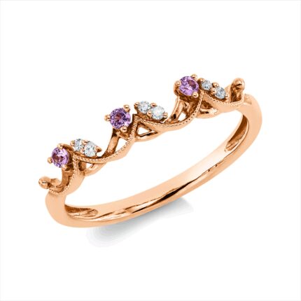 Farbstein Rosegold 18kt 0,03 Diamantringe Farbstein 0,08 ct - 1HU80