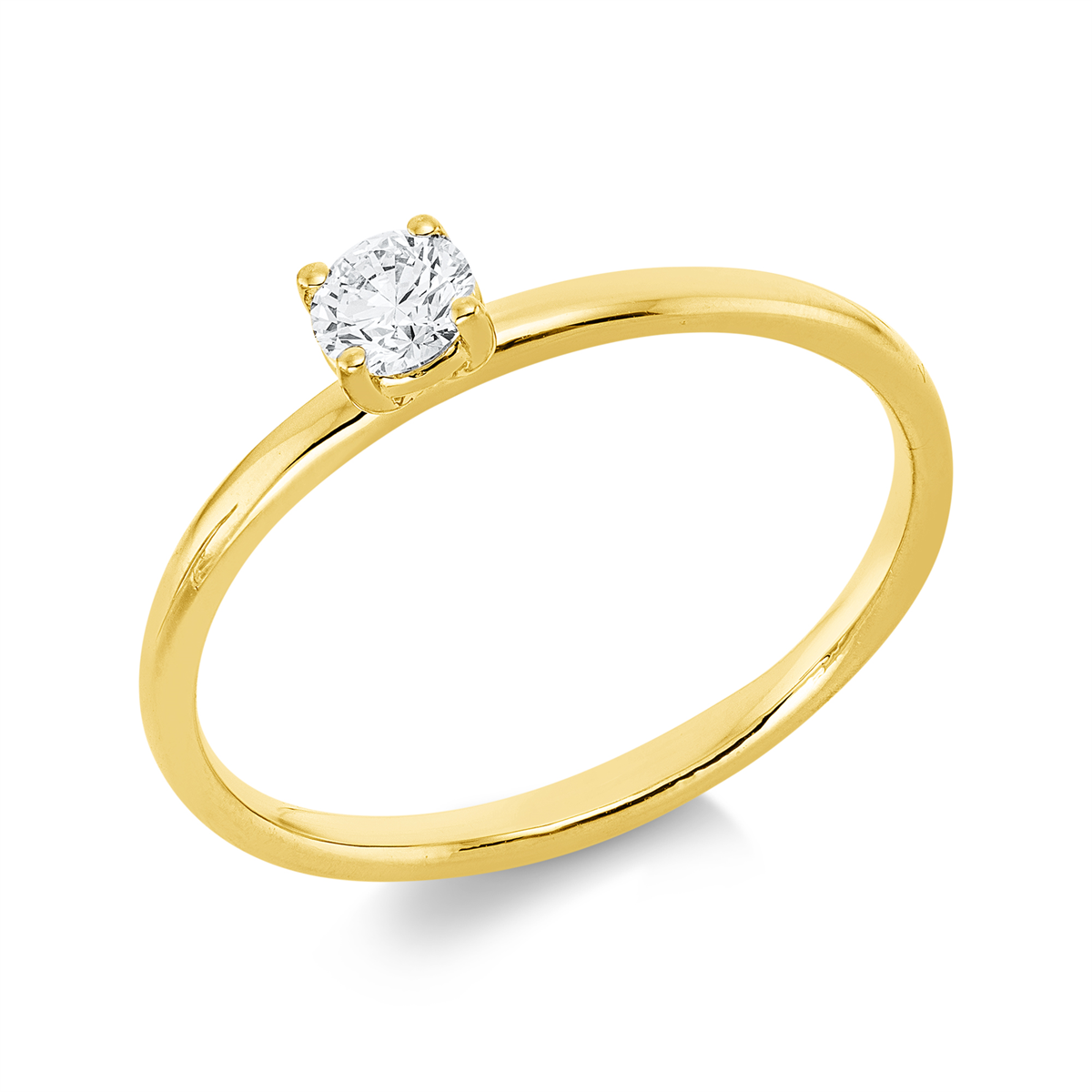 1ID89G Solitaeire 4er-Krappe Gelbgold 18kt 0,20 Diamantringe mit 1 Diamanten - 1ID89 – Bild 1