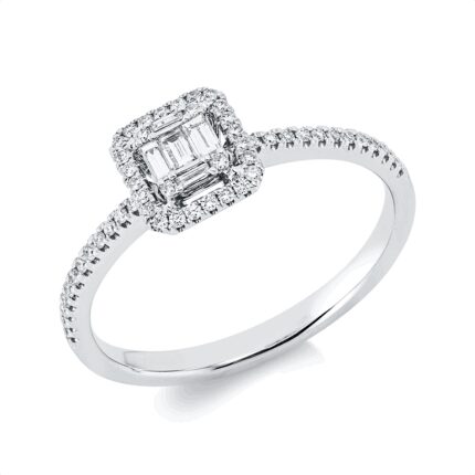 Baguette Weißgold 18kt 0,25 Diamantringe mit 57 Diamanten - 1II77
