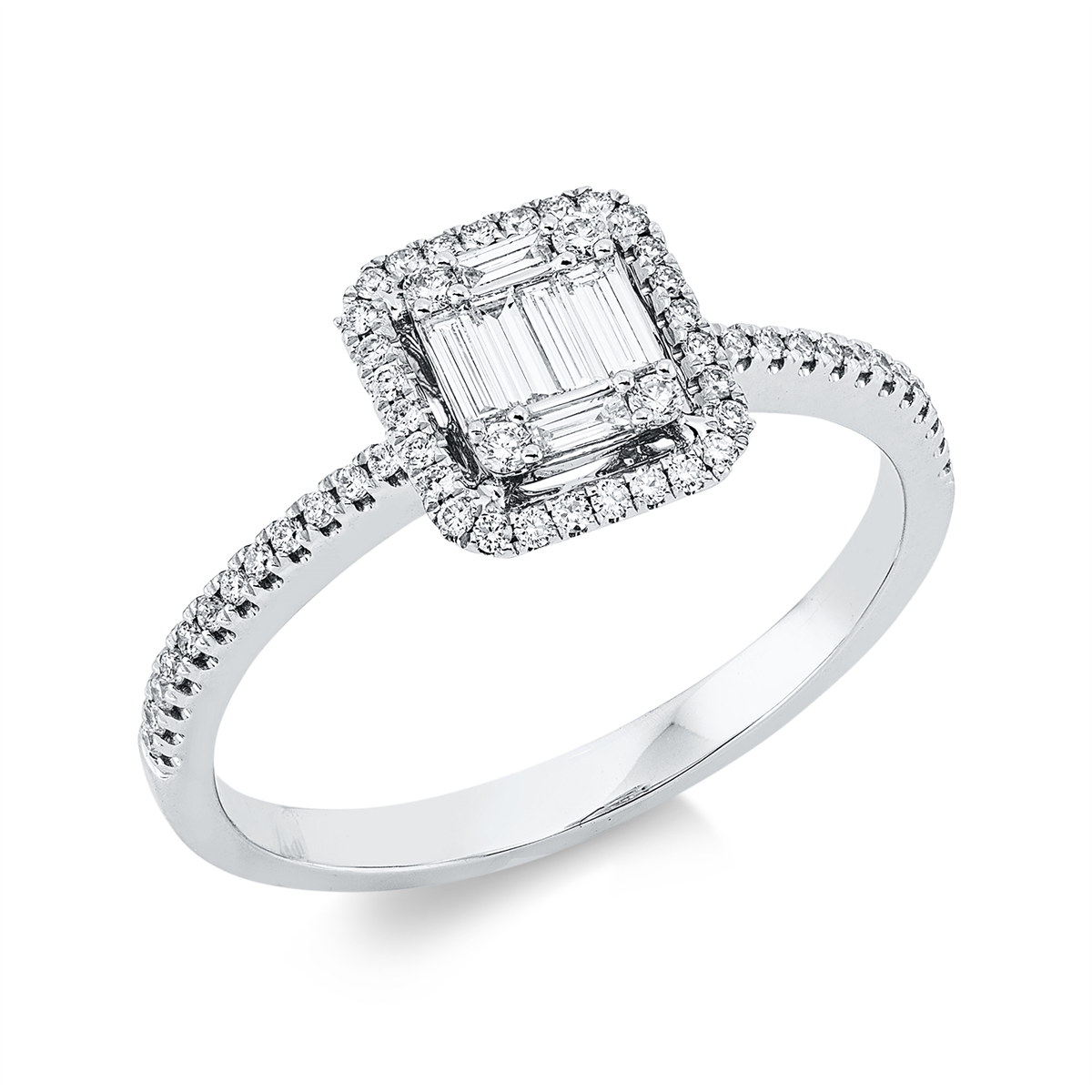1II87W Baguette Weißgold 18kt 0,31 Diamantringe mit 62 Diamanten - 1II87 – Bild 1