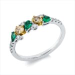 Farbstein Weißgold / Gelbgold 18kt 0,44 Diamantringe Farbstein 0,22 ct - 1II95