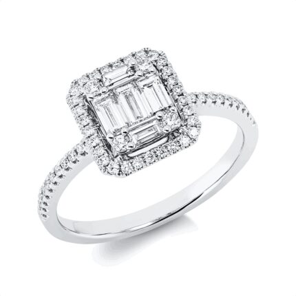 Baguette Weißgold 18kt 0,63 Diamantringe mit 59 Diamanten - 1IJ05