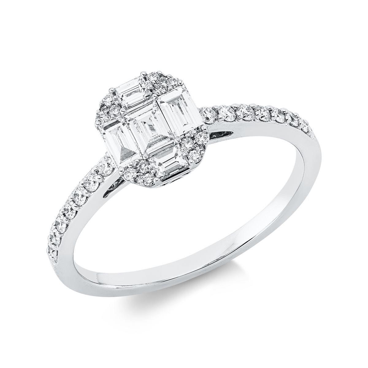 1IJ07W Baguette Weißgold 18kt 0,50 Diamantringe mit 35 Diamanten - 1IJ07 – Bild 1