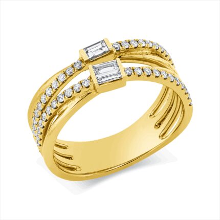 Baguette Gelbgold 18kt 0,30 Diamantringe mit 25 Diamanten - 1IJ24