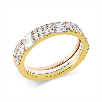 Baguette Weißgold / Gelbgold / Rosegold 18kt 0,93 Diamantringe mit 57 Diamanten - 1IM21